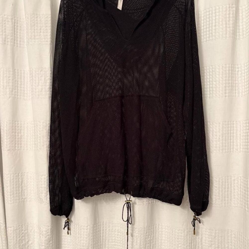 Free People Movement Oversized black mesh hoodie size S